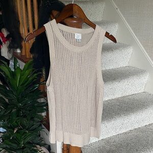 A new day Beige Knit Linen Tank Top